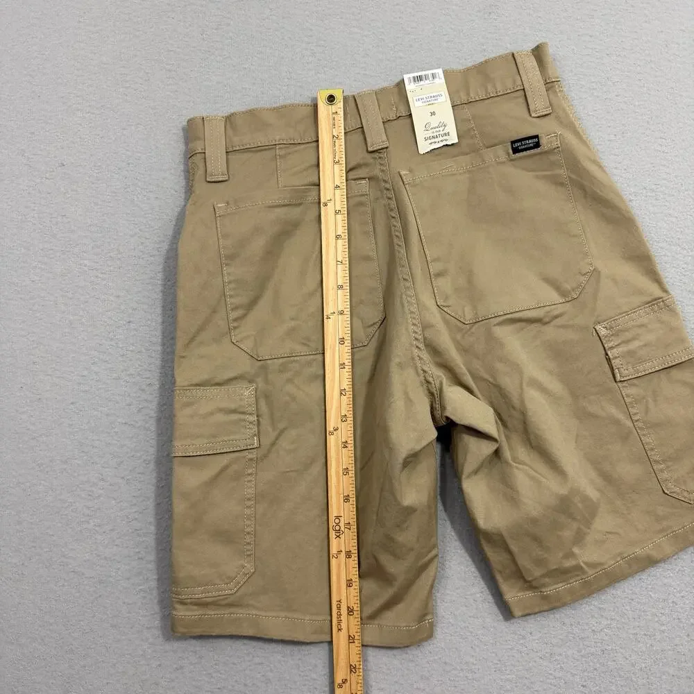Signature by Levi Strauss Essential Cargo Shorts Men's 30 Tan Ultimate Flex NWT